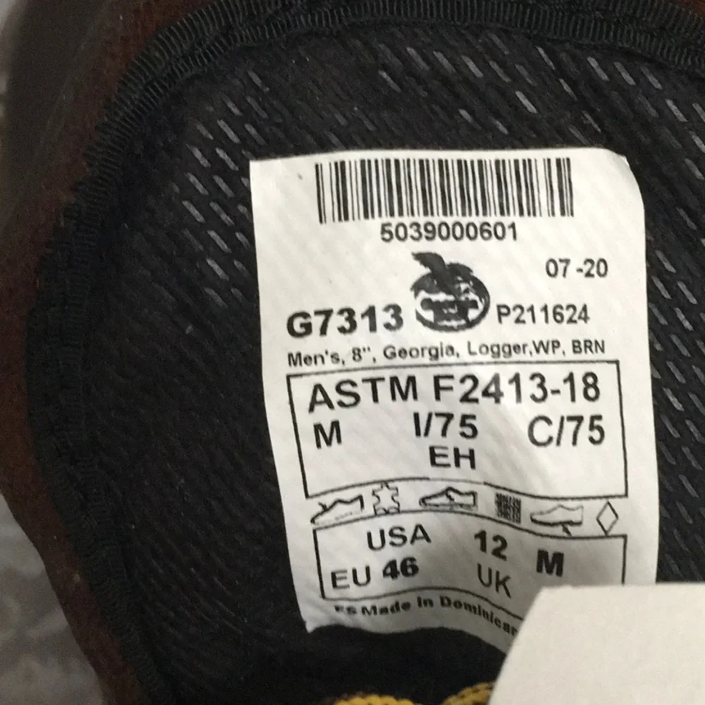 Georgia Boot Brown Work Boots with Yellow Laces